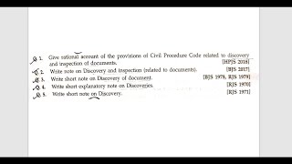 JUDICIARY MAINS ANSWER WRITING QUESTION 10  CPC  Interrogatories Discovery and Inspection [upl. by Pena]