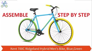 How To Assemble Kent 700C Ridge land Hybrid Mens Bike BlueGreen [upl. by Orimar]