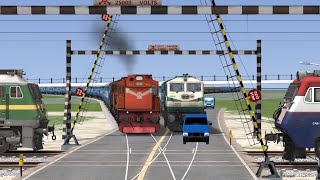 4 TRAIN TO 2 IN 1 TRACK DIAMOND CROSSING  FORKED RAILROADS CROSSING  Train simulator [upl. by Zelle317]