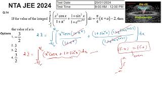 If the value of integral  pi2 pi2 x2 cos x1pixJEEMain2024session 129 Feb Shift 1NTA [upl. by Hirsh663]