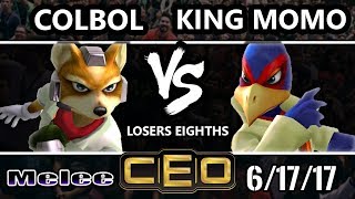 CEO 2017 Smash Melee  SS  Colbol Fox vs MVG  King Momo Falco Melee L7ths [upl. by Noemi724]