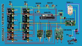 cara merakit mixer 7 potensio pakai modul mp3 amp echo digital [upl. by Asiruam]