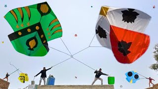 Kite Fighting Challenge New Trick With Thread Manja  Catch Kite Patang With Ganti Peacha Basant [upl. by Amsab]