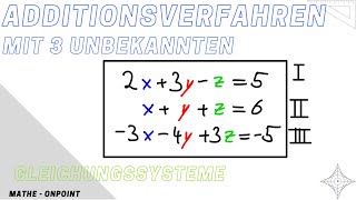 lineare Gleichungssysteme  Additionsverfahren mit 3 Unbekannten [upl. by Lesab]