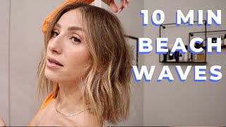 10 MINUTE EFFORTLESS BEACH WAVES FOR SHORT HAIR  NATURAL UNDONE HAIR TUTORIAL [upl. by Retsub]