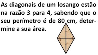 GEOMETRIA  Determine área do losango  Uso do Teorema de Pitágoras [upl. by Boudreaux160]