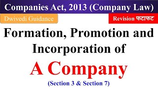 Formation of a Company Incorporation of a company Promotion of a company Company law bcom [upl. by Etessil]