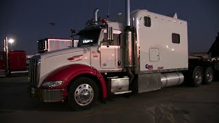 White amp Red Peterbilt With Super Sleeper At Iowa 80 Truck Stop [upl. by Gonta]