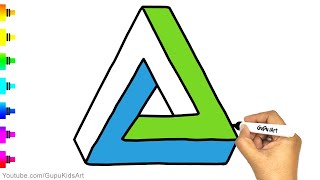 How to Draw Penrose Triangle easy  Impossible Triangle [upl. by Anyg]