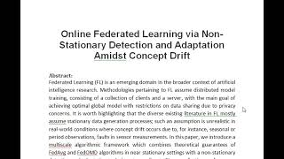 Online Federated Learning via Non Stationary Detection and Adaptation Amidst Concept Drift [upl. by Aiym930]