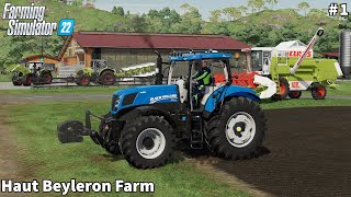 First Career on FS22 New Animals Spreading Manure│Haut Beyleron│FS 22│Timelapse1 [upl. by Nilok]