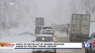 Severe weather hits ahead of Thanksgiving Day travel [upl. by Crespi]