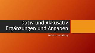 3 Dativ und Akkusativ Ergänzungen [upl. by Alva]