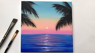 Acrylic Painting for Beginners on Canvas  Calm Sunset  Acrylic Painting Easy Step by Step [upl. by Gavrah843]