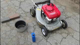 Honda HR215 Lawnmower Oil Change [upl. by Haeluj]