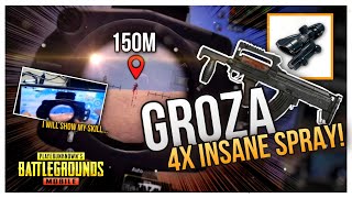 150m Insane 4x Groza Spray  PUBG MOBILE [upl. by Ylrebnik]