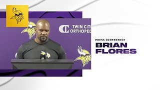 Brian Flores Talks About Where the Minnesota Vikings Defense is at as OTAs Begin [upl. by Nnylkoorb]