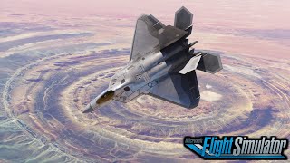 F22 Raptor Investigates the Eye of Sahara Atlantis in MSFS2020 [upl. by Anai314]