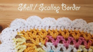 Easy crochet Shell  Scallop Border [upl. by Atirres]