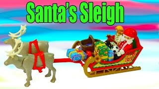 Christmas Playset Playmobil Santas Sleigh Presents Reindeer Angel Dolls Cookieswirlc Review [upl. by Novi]