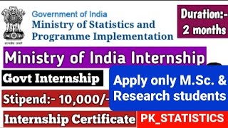 MOSPI INTERNSHIP PROGRAM 2024 MOSPI INTERNSHIP STATISTICS INTERNSHIP NSSO INTERNSHIP [upl. by Waters]