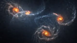 Four galaxies interacting and merging together Nbody simulation [upl. by Aonehc]