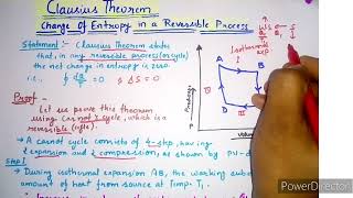 Clausius TheoremChange of entropy in a reversible processEntropy Thermodynamics bsc Physics [upl. by Bridwell]