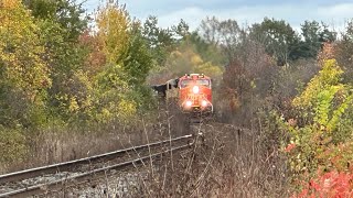 CN train L570 Slowly climbs the hill at outside of Scotch block ￼10142023 [upl. by Aivatnuahs]