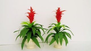 How To Make Guzmania  Rondo  Flower From Crepe Paper  Craft Tutorial [upl. by Mel]