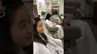 U shape haircut with curtain bangs 👱‍♀️ bobstyle shortvideo hairstyle longlayershaircut [upl. by Hamner419]