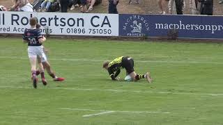 HAMISH WEIR TRY FOR MELROSE v WATSONIANS AT THE GALA 7s 2022 [upl. by Adalai153]