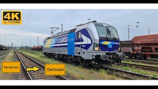 【4K】 Führerstandsmitfahrt Osnabrück Hbf nach Detmold Bf über MelleBruchmühlenBündeHerfordSylbach [upl. by Lienad]