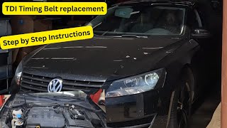 2015 Volkswagen Passat TDI timing belt replacement Step by step instructions [upl. by Aliuqat458]