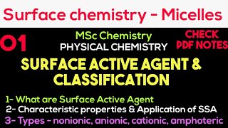 Surface active agents  Characters  Properties  Application  Types •Msc SURFACE CHEMISTRY• [upl. by Ecurb]