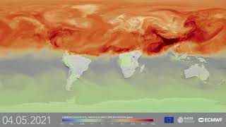 Een jaar aan CO2 concentraties over de aarde [upl. by Attennod]