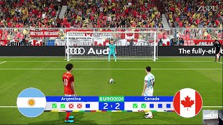 Argentina vs Canada  Penalty Shootout  SemiFinal Copa America 2024  Messi v Davies  PES Gameplay [upl. by Ameluz]