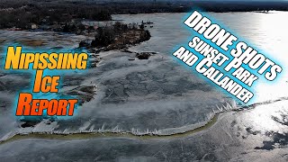 Nipissing Ice Report  March 4th 2024  Drone Shots From Sunset Park and Callander [upl. by Ignace]