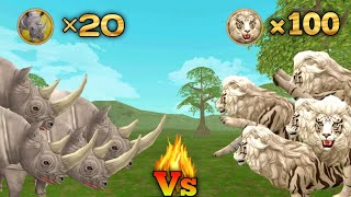 wildcraft 100 Tigons Vs megalania boss vs rhino and 40 elipants 😮😮who is win [upl. by Pooi]