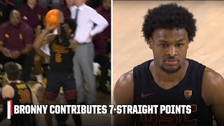 Bronny James scores and assists on 7STRAIGHT USC points vs Arizona State  ESPN College Basketball [upl. by Lohse]