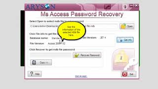 MS Access Password Recovery to Recover Lost MDB Password  Aryson [upl. by Patty]