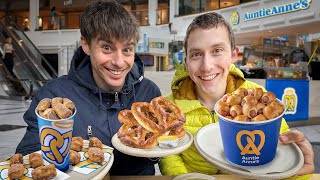 Two Brits try Auntie Anne’s Pretzels in a Mall [upl. by Eadwine]