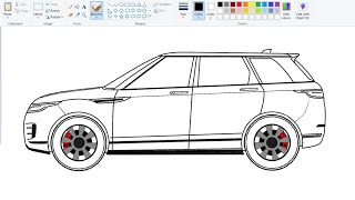 How to draw Car  Drawing Range Rover Evoque on computer using Ms Paint  Car Drawing Tutorial [upl. by Arlie]