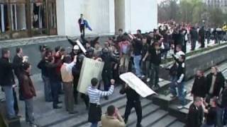 Young Moldovan antiCommunists storm parliament [upl. by Nico]