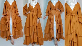 Most trendy Three layer Abaya cutting and stitchingLatest abaya designingmaxi dress burqa design [upl. by Wachtel]