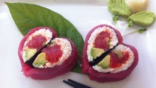 Sushi rollo san valentin sin arroz valentines roll [upl. by Alphonso111]