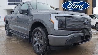 2023 Ford F150 Lightning Lariat 510A in Carbonized Grey Metallic SuperCrew 55 ft Box WalkAround [upl. by Macmullin701]