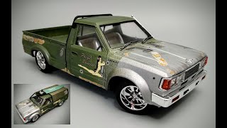 1982 Nissan 720 Datsun Custom Pickup Truck 124 Scale Model Kit Build How To Assemble Paint Decals [upl. by Dam]