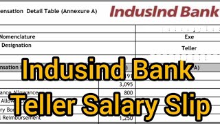 Indusind Bank Teller Salary Slip  Executive Salary in Indusind Bank  Indusind Bank Jobs Salary [upl. by Dowski121]