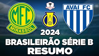 MIRASSOL 0 x 0 AVAÍ AO VIVO  CAMPEONATO BRASILEIRO SÉRIE B 2024  17ª RODADA  NARRAÇÃO [upl. by Kartis]