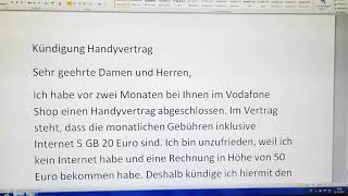 DTZ  B1 Test Brief  Kündigung Handyvertrag [upl. by Etnemelc]